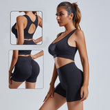 2pcs Yoga Set Women's Vest And Shorts Tracksuit Seamless Workout Sportswear