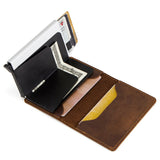 Cowhide Card Holder Card Holder RFID Leather Automatic 
