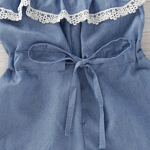 Infant Spinning Jeans Hanging Neck Jumpsuit