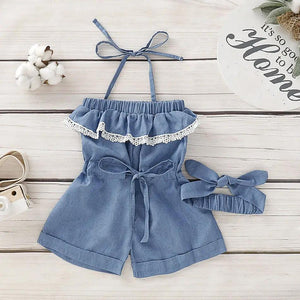 Infant Spinning Jeans Hanging Neck Jumpsuit