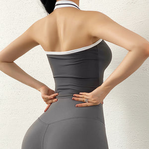 Women Padded Yoga Vest Tight Waist Length Fitness.