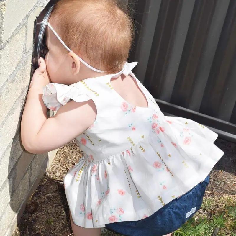 Female Baby Fly Sleeve Flower Print Dress summer baby