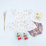 Female Baby Fly Sleeve Flower Print Dress summer baby