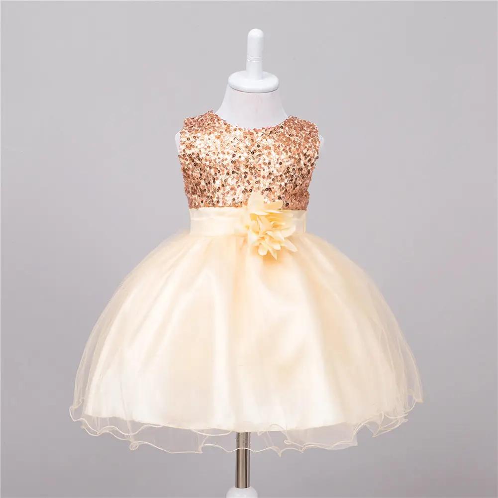 Baby Sequin Dress Flower Girl Wedding Princess Dress